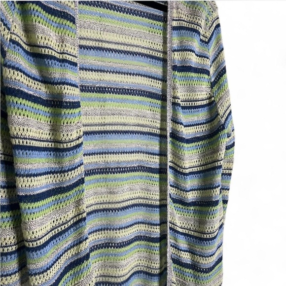 212 New York Crochet Knit Cardigan XL Blue Green Lightweight Boho - Picture 3 of 6